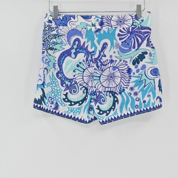 LE SIRENUSE Positano Womens  Blue Mini Geometric Printed Shorts Cotton Size US 6 - Picture 4 of 10